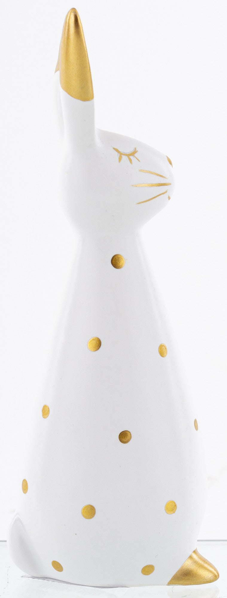 Iepure ceramic alb auriu 19x6,5x7 cm