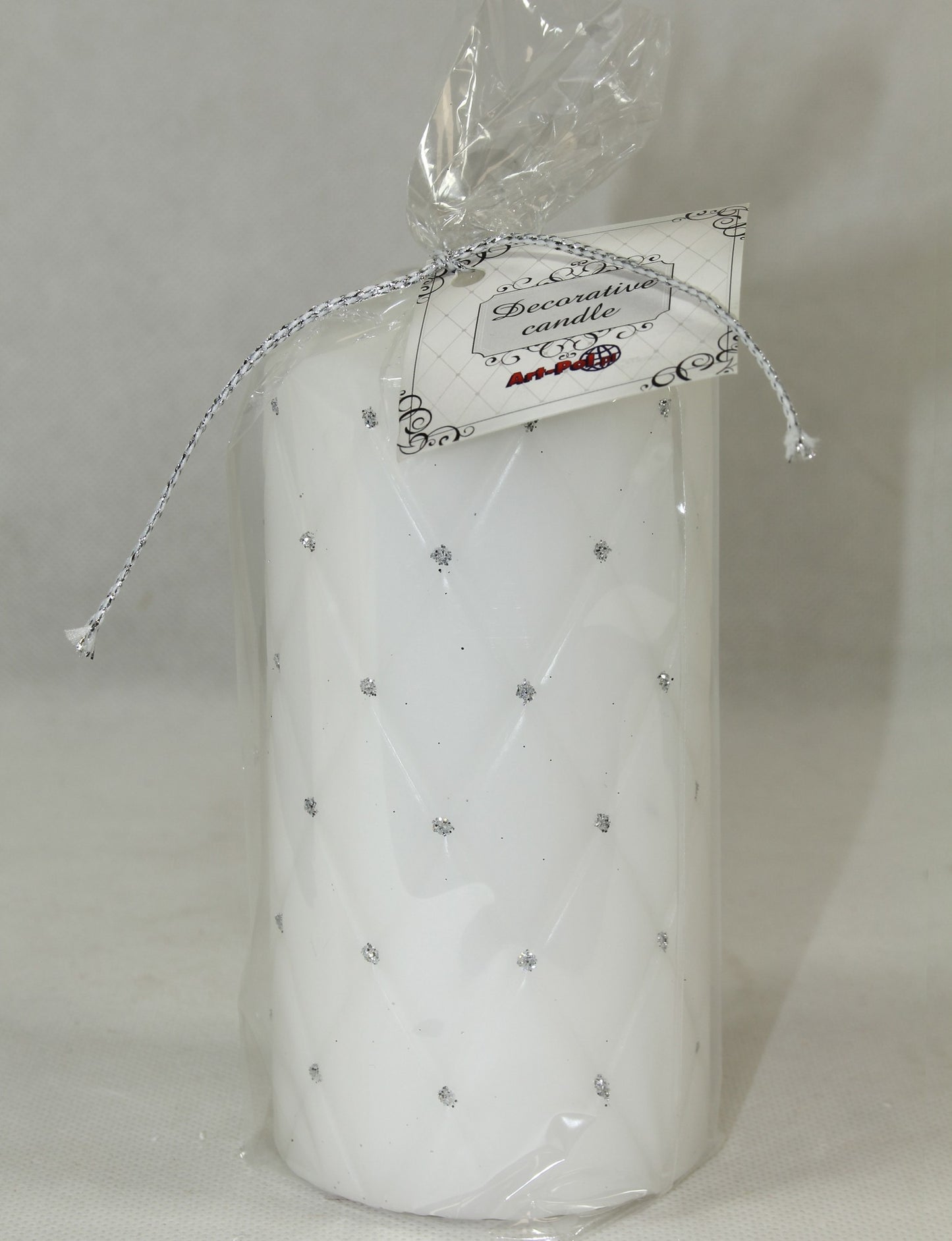 Lumânare albă cu pietre 15x7x7 cm