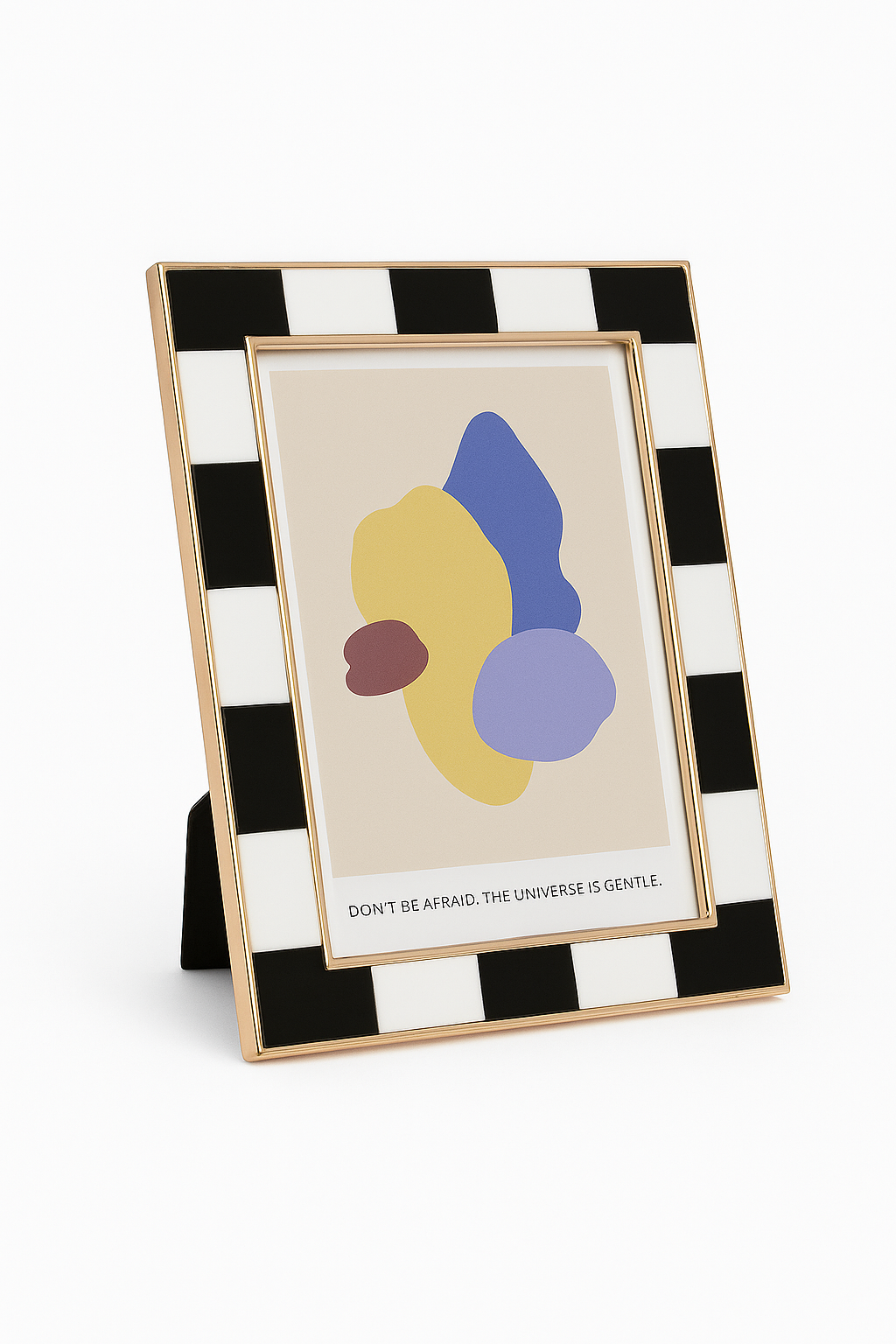 Ramă foto alb negru și auriu 12x17,5x0,7 cm, suport decorativ pentru fotografii, cadou elegant pentru casă sau birou