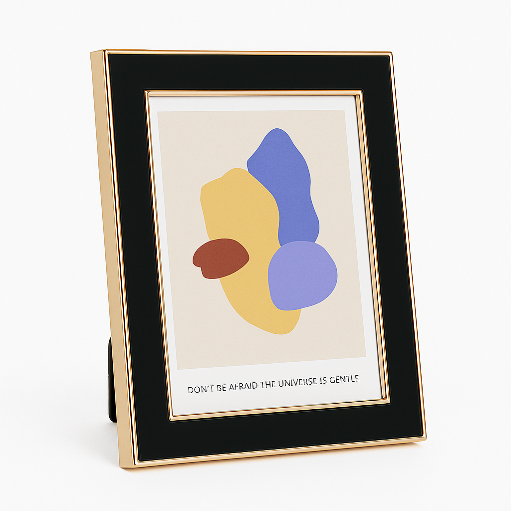 Ramă foto negru și auriu 16,5x21,5x1 cm, suport decorativ pentru fotografii, accesoriu modern pentru interior