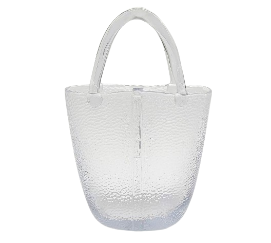 Cadou decorativ auriu din sticlă cu LED 18x18x26 cm.
