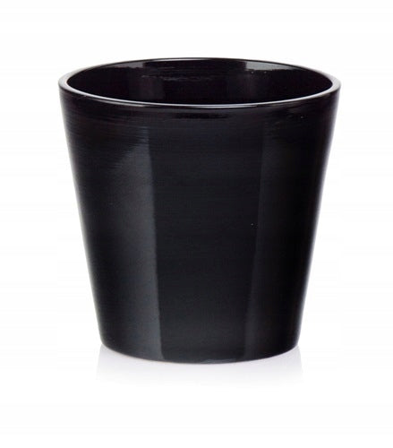 Ghiveci decorativ din ceramică neagră, ideal pentru plante mici, suculente sau decor modern minimalist. Este o piesă elegantă care se potrivește în orice spațiu contemporan, adăugând contrast și stil. Perfect pentru casă nouă sau birou modern.