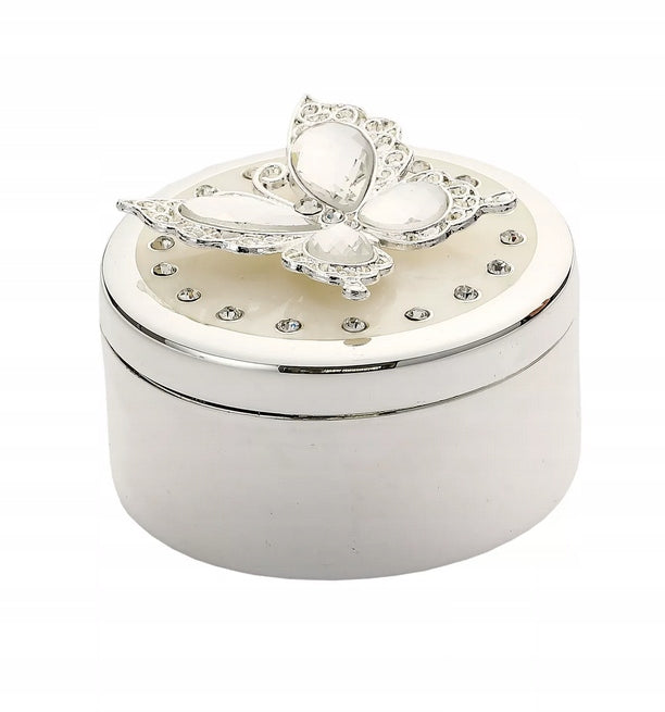 Cutie bijuterii alamă fluture cu pietre 7,5 cm, ornament decorativ și cadou elegant.