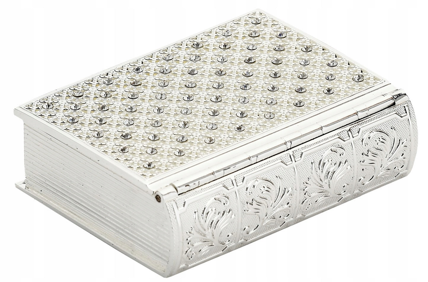 Cutie bijuterii alamă carte cu pietre 9 cm, ornament decorativ și cadou rafinat.