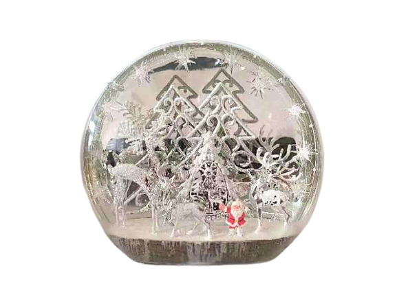 Scenetă Crăciun din rășină cu iluminare LED, 36x9x40cm, ornament decorativ festiv și de poveste.