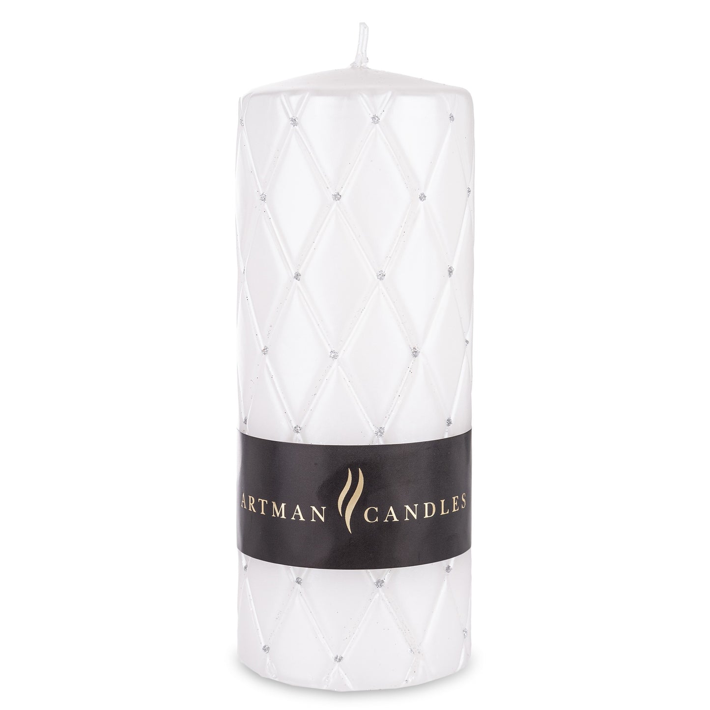 Lumânare alb perlat cu pietre 17,5x7x7 cm, decor elegant și cadou rafinat, mentha - flori, cadouri și decorațiuni