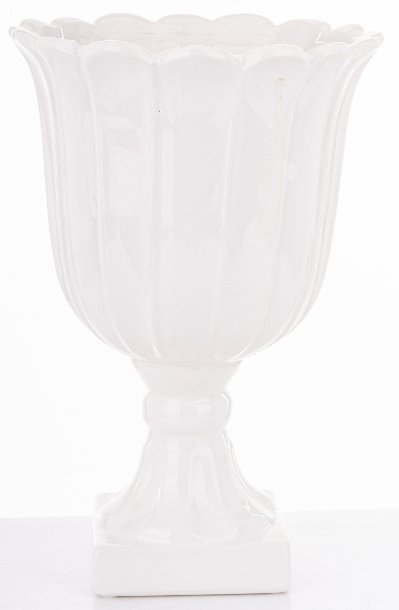 Vază albă din ceramică cu picior 36x23x23 cm