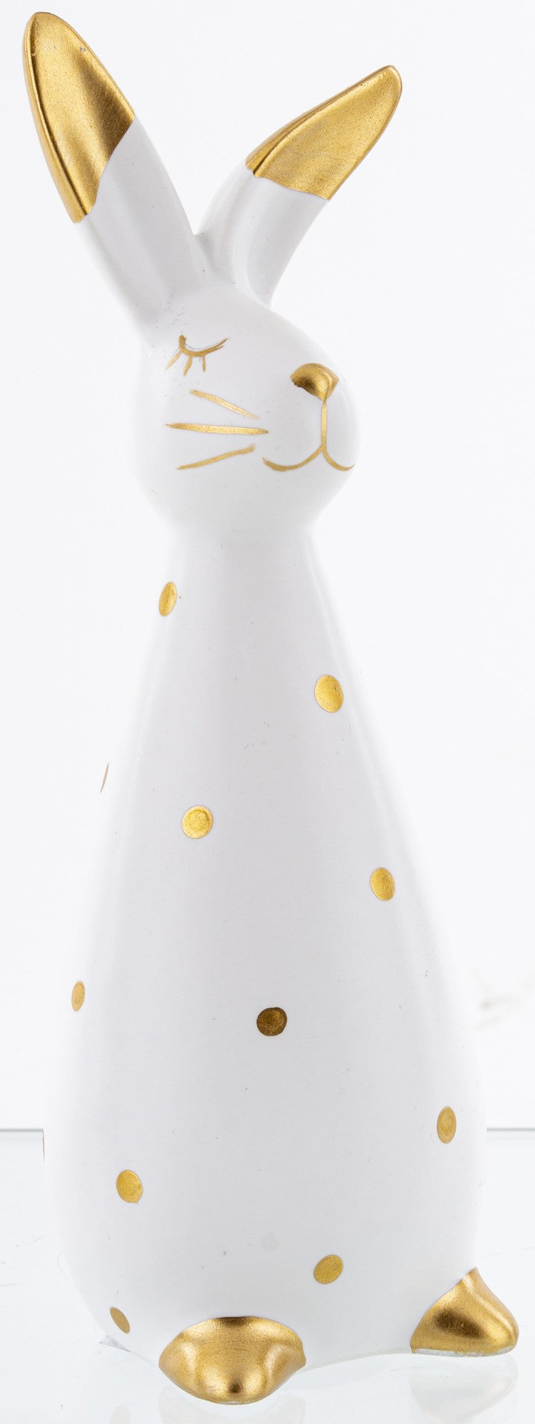 Iepure ceramic alb auriu 19x6,5x7 cm