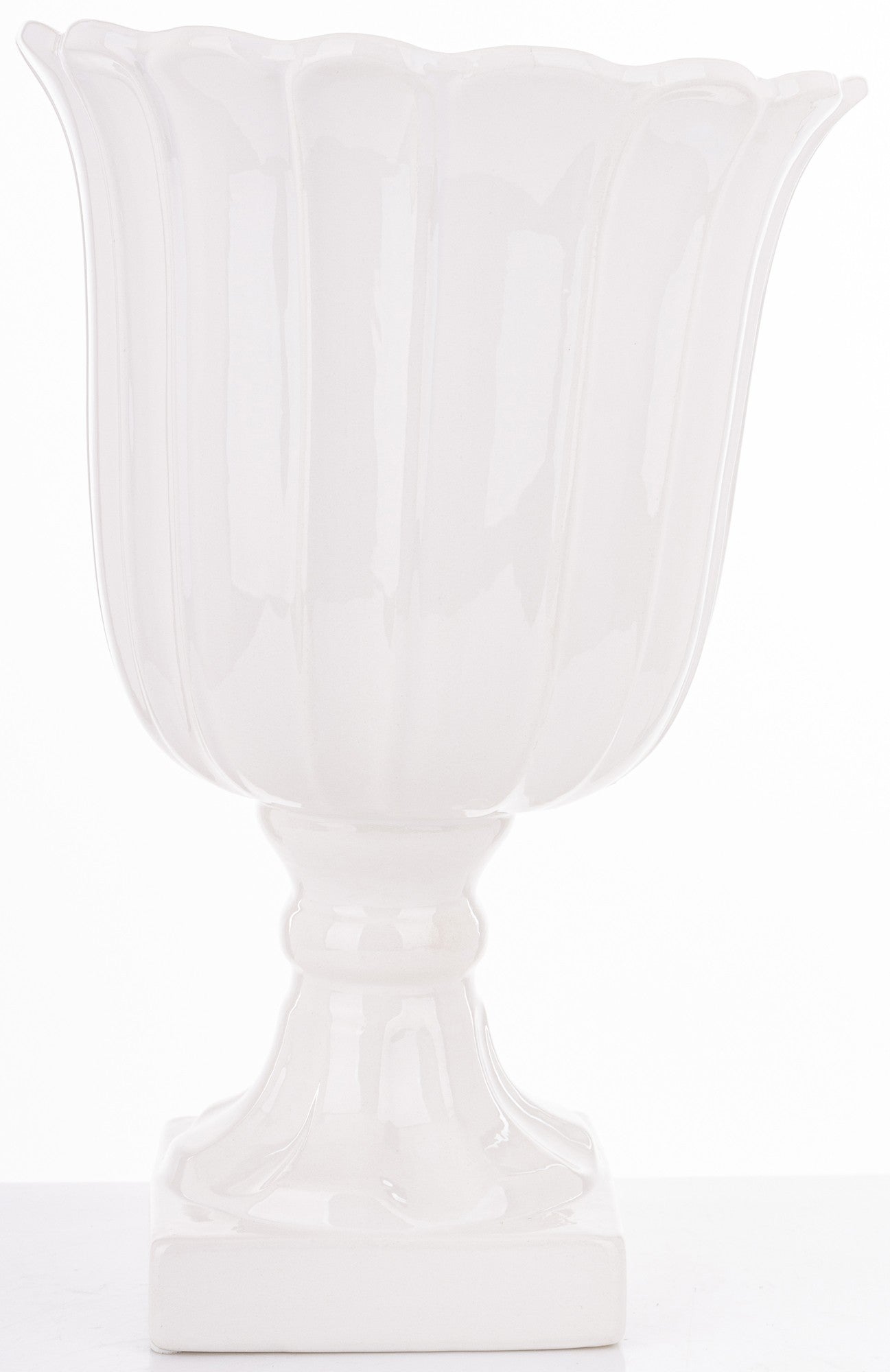 Vază albă din ceramică cu picior mare 40x27x27 cm