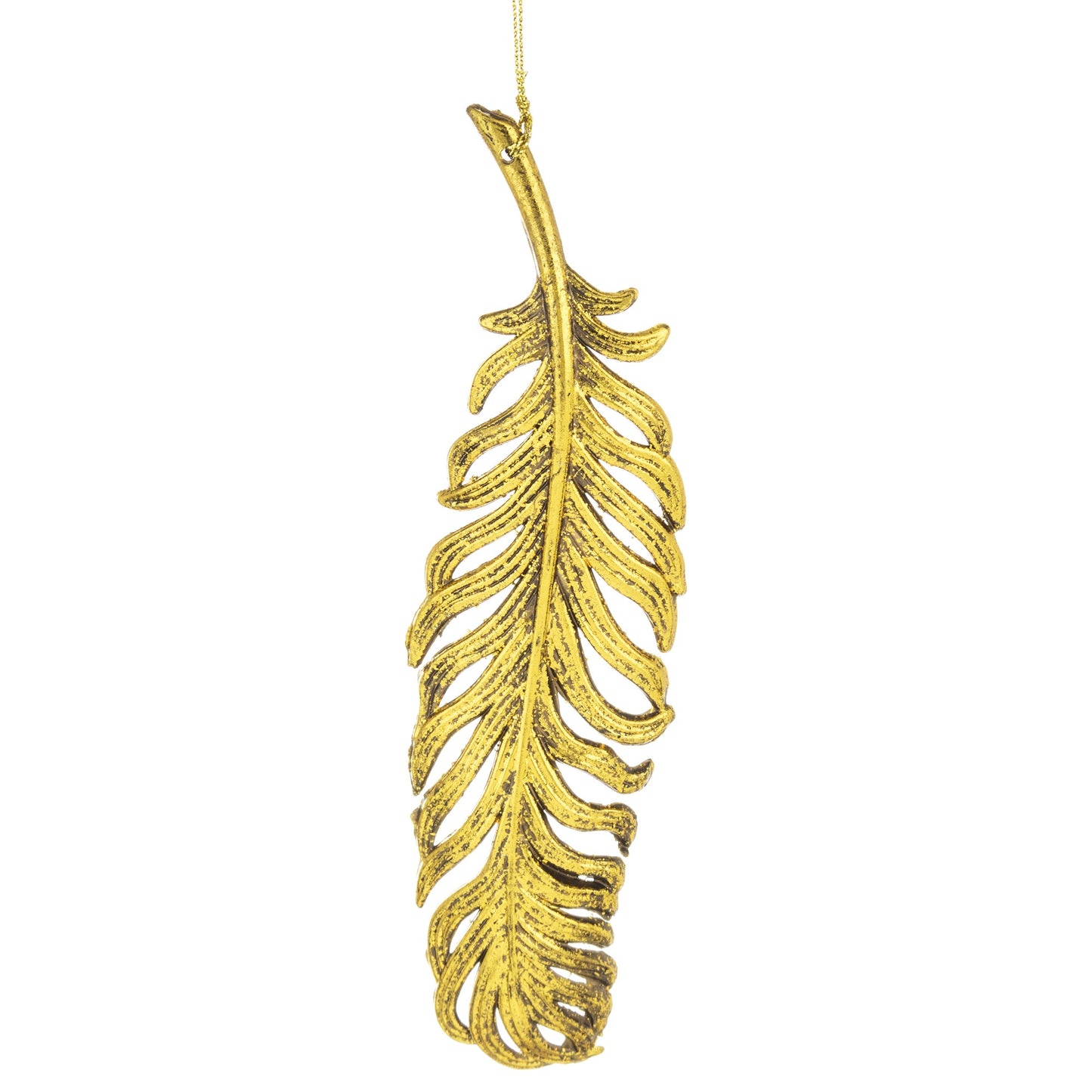Glob Crăciun pană aurie (19x5x2 cm), ornament festiv cu tematică delicată