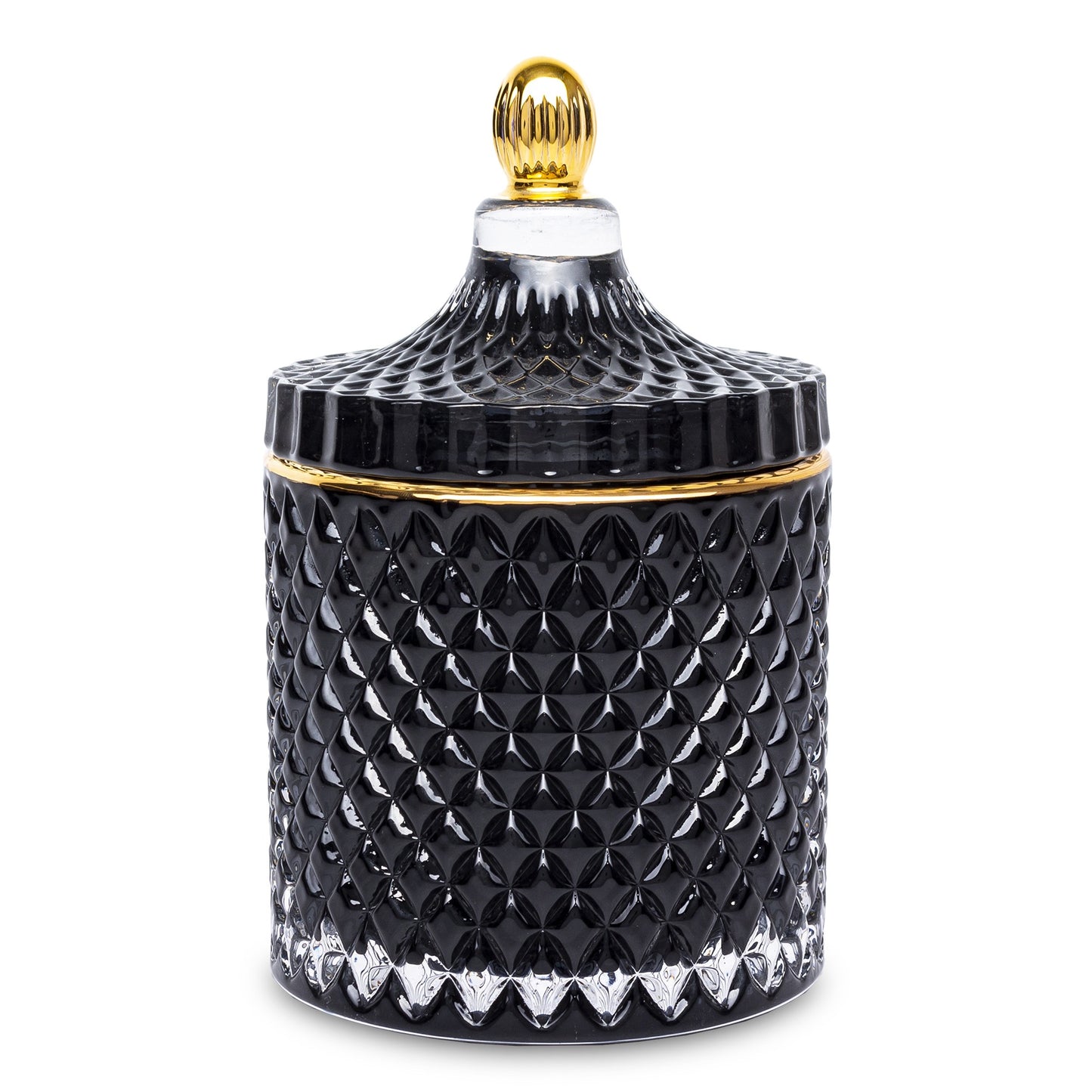 Bombonieră sticlă neagră cu auriu 17,5x10,5x10,5 cm, cadou elegant și decorativ, mentha - flori, cadouri și decorațiuni