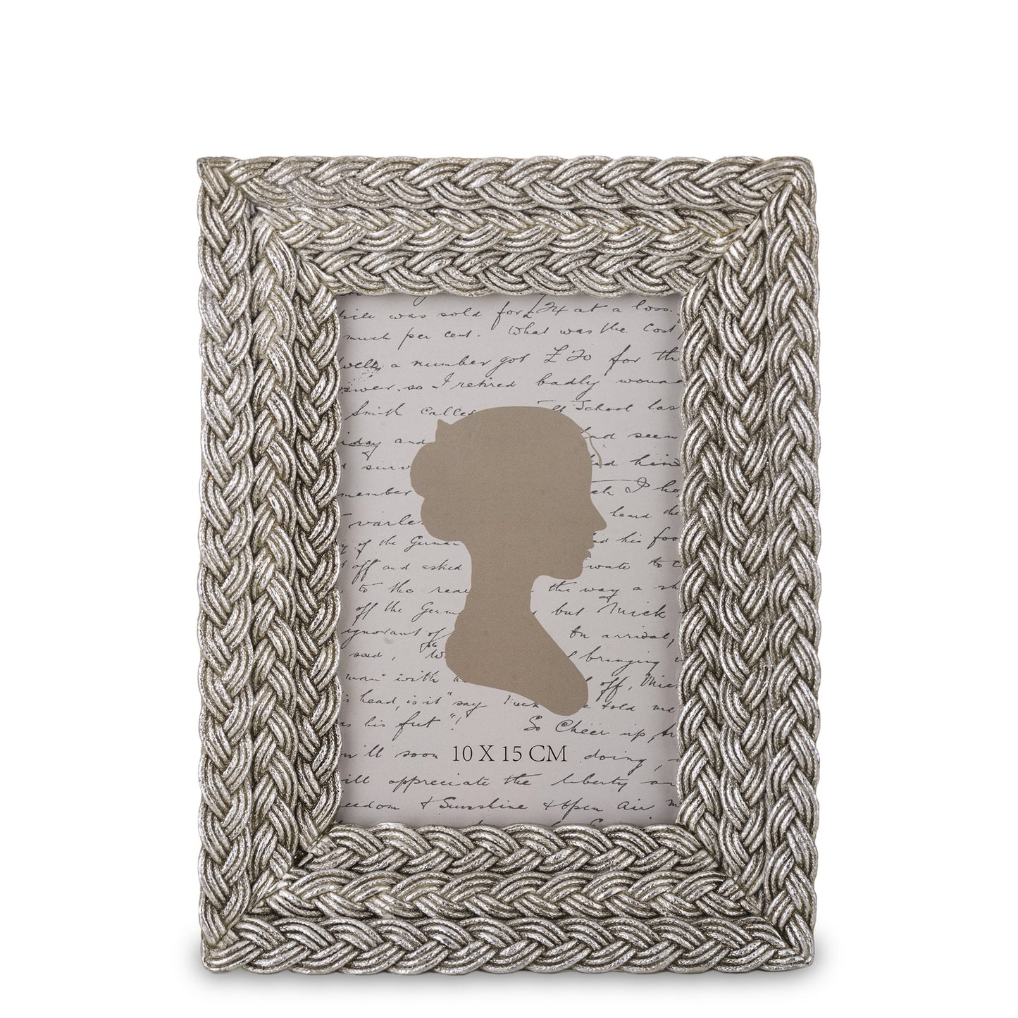 Ramă foto argintie din rășină, dimensiuni 22x17x3x14 cm, 10x15 cm. Elegantă și sofisticată, perfectă pentru fotografii speciale.