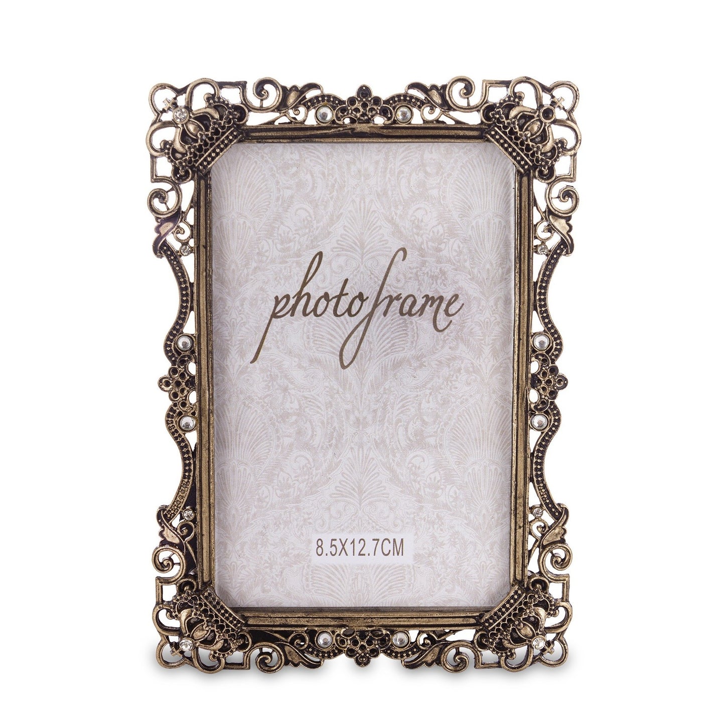 Ramă foto din alamă antichizată 16x11,5x1,5-9,5 cm, cadou și decor elegant, mentha - flori, cadouri și decorațiuni