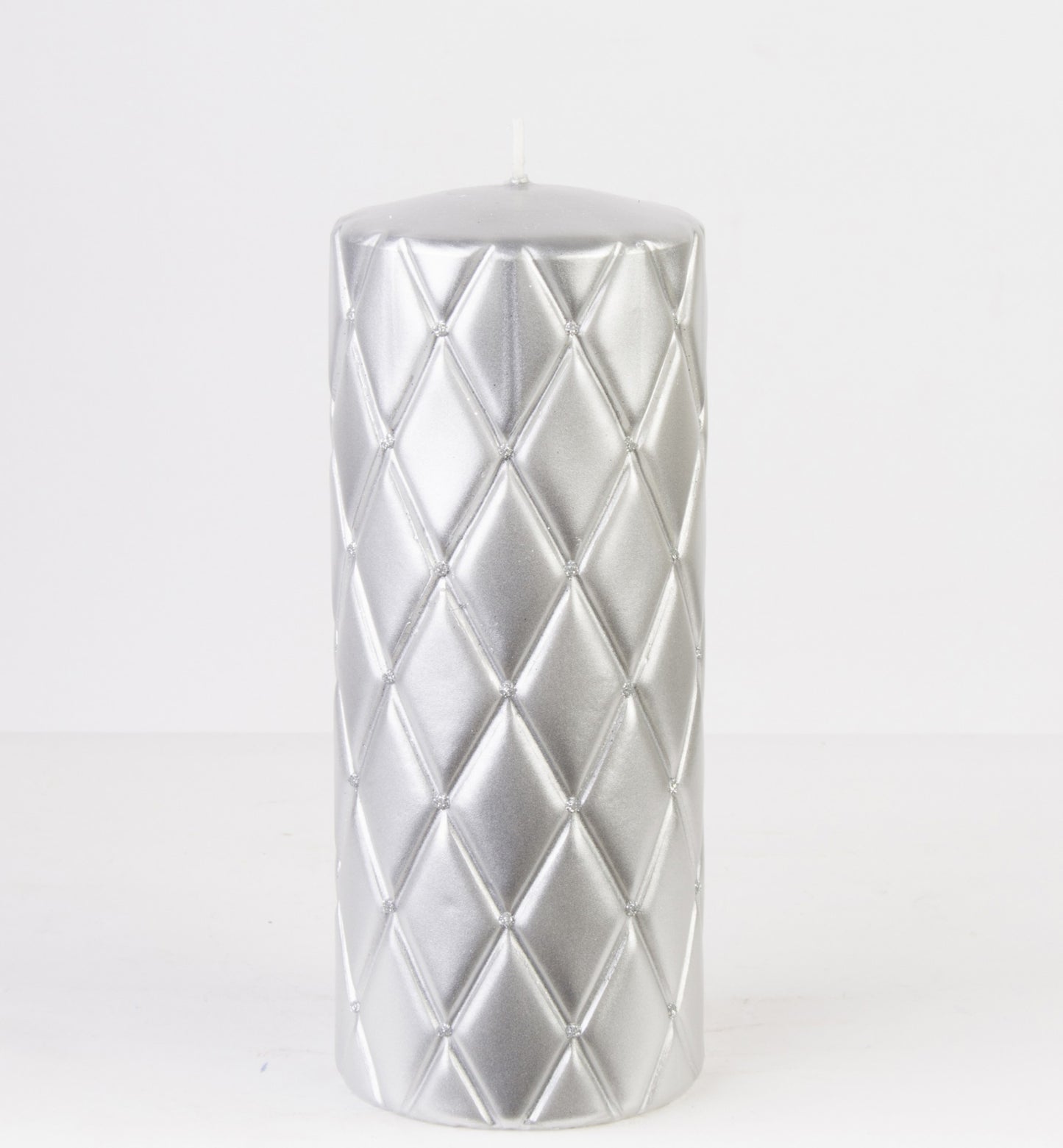 Lumânare argintie cu pietre 16,5x7x7 cm