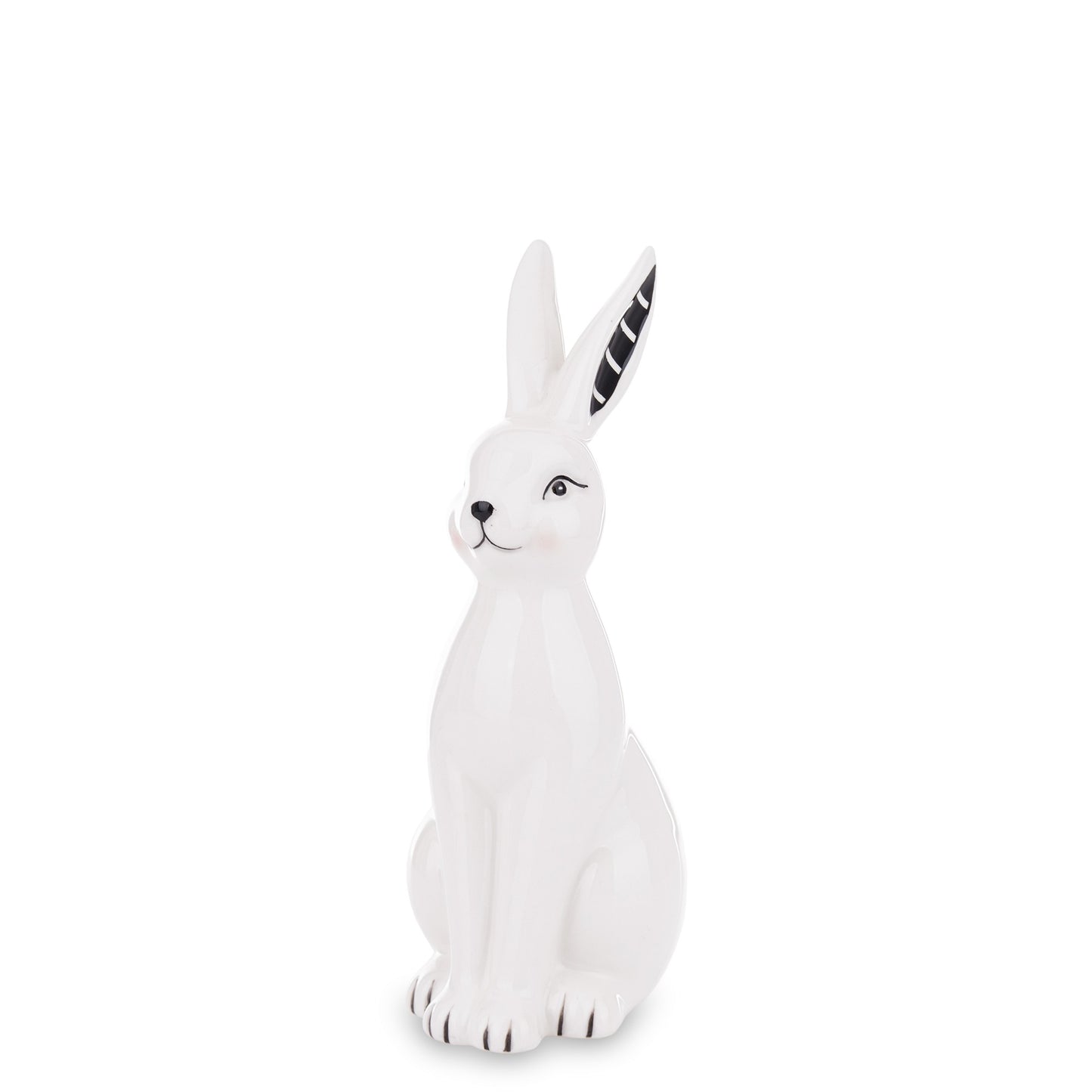 Figurină iepure ceramică ou, 8,5x4,5x3 cm, dolomită, pentru decor tematic și cadou de Paște.