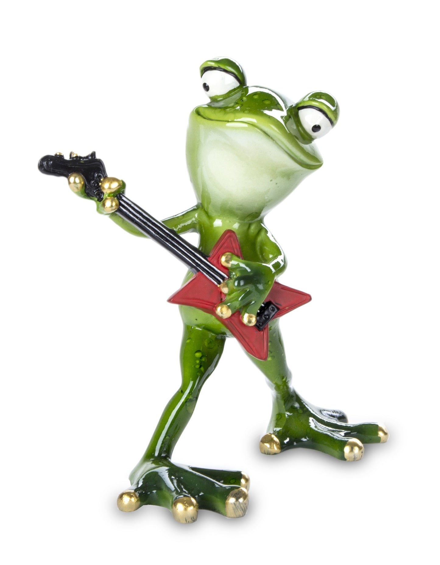 Figurina broască cu chitară electrică 15x13x8 cm, decor jucăuș și cadou muzical