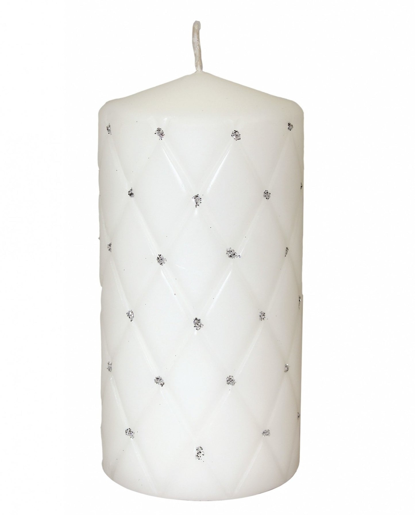 Lumânare albă cu pietre 15x7x7 cm, decor elegant și cadou sofisticat