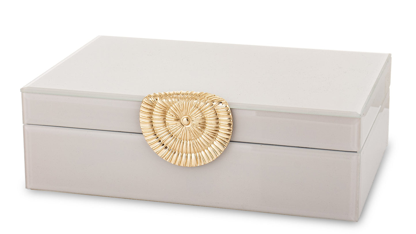 Cutie bijuterii din sticlă albă 8x24,5x17 cm, cutie elegantă pentru organizare bijuterii și cadouri speciale