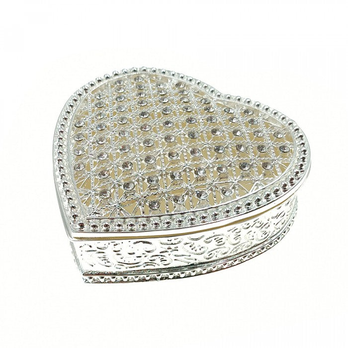 Cutie bijuterii inimă din alamă cu pietre 8,4x8,2x3,2 cm, decor romantic și cadou elegant pentru bijuterii