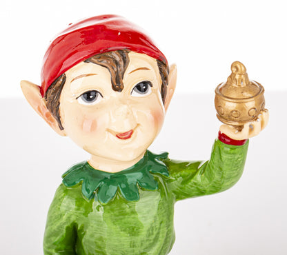 Alege Figurină spiriduș de Crăciun cu cadouri pentru un decor atent construit și un cadou inspirat. Potrivit pentru Crăciun, cadouri pentru familie, gazde.