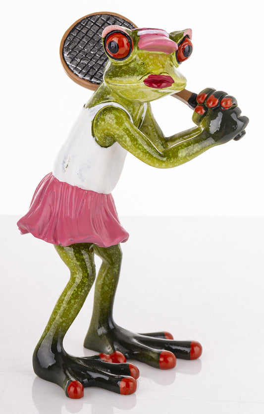 Figurină broască jucătoare de tenis 15x9x9,5 cm