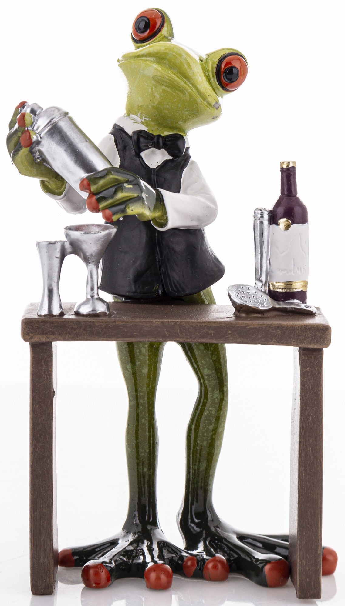 Figurină broască bartender 16x9x6 cm.