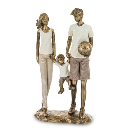 Figurină familie cu băiat și minge de fotbal decorativă, simbol familie și iubire, ideală cadou emoțional și decor casă.