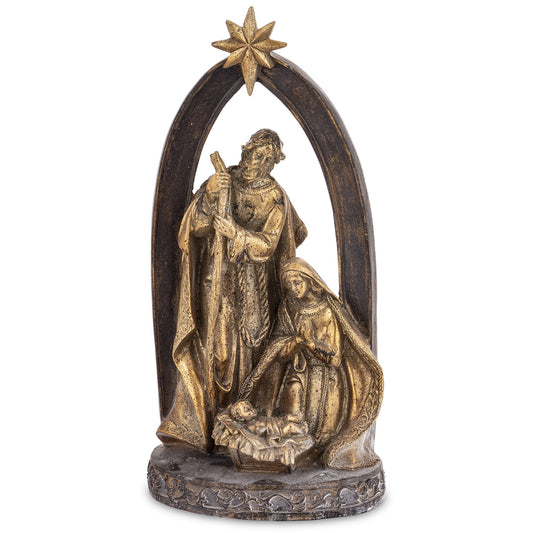 Scenetă decorativă de Crăciun reprezentând Nașterea Domnului, realizată cu detalii simbolice și atmosferă spirituală. Este o piesă tradițională potrivită pentru decorul casei, bisericii sau spațiilor festive și transmite un mesaj de liniște și sărbătoare autentică.