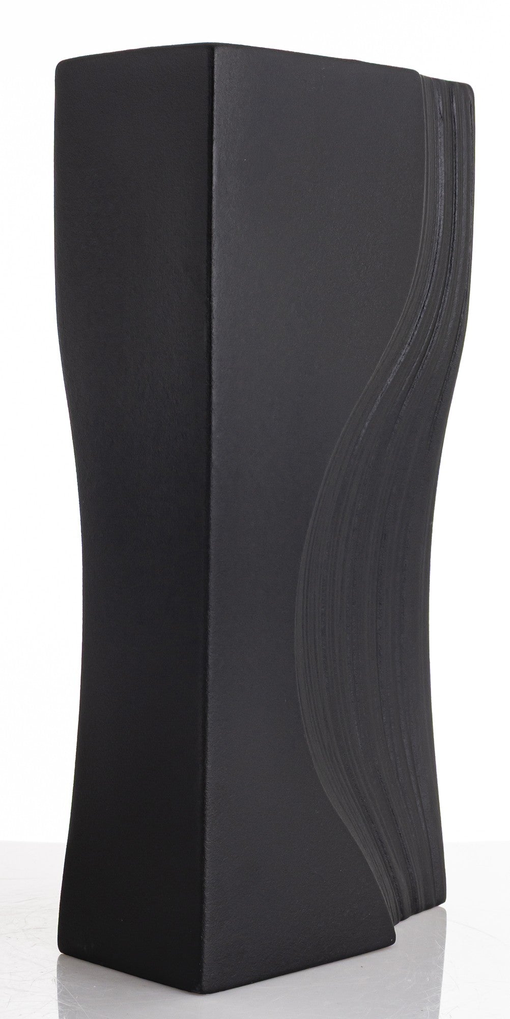 Vază porțelan negru minimalistă modernă, ideală pentru flori, decor interior elegant și spații premium contemporane.