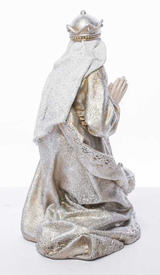 Figurină înger mare alb patină 40,5x14x13 cm – decor spiritual