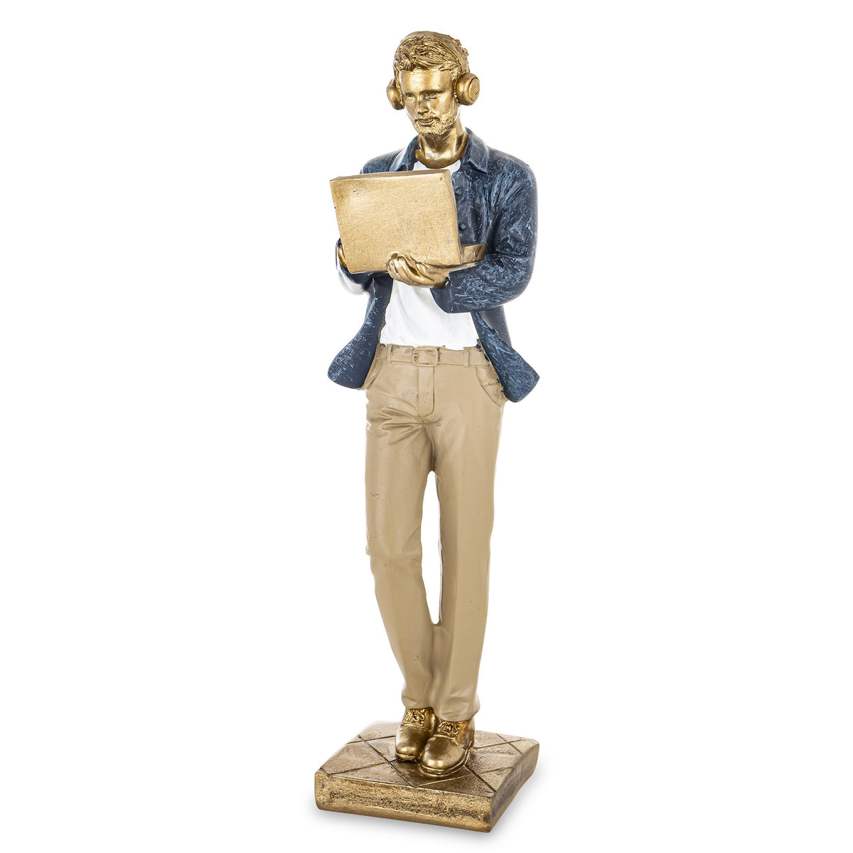 Figurină decorativă bărbat IT-ist, perfectă pentru birouri moderne și spații tech. Este un cadou ideal pentru programatori sau persoane din domeniul IT, aducând un element simpatic și personalizat în spațiul de lucru. O piesă care combină umorul cu decorul profesional.