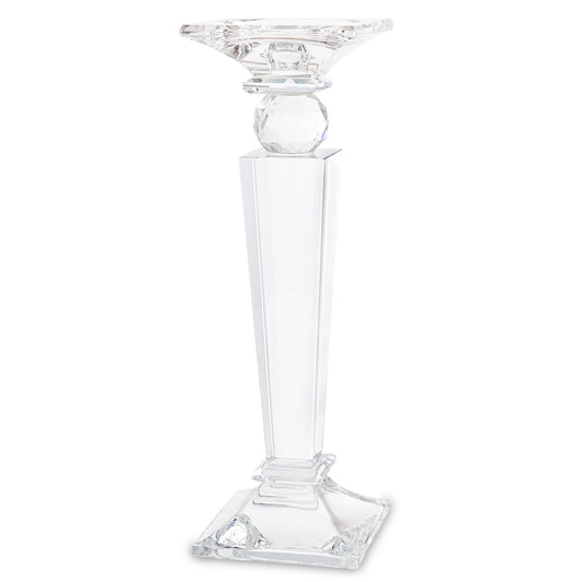 Sfeșnic decorativ realizat din cristal masiv de dimensiuni mari, conceput pentru a adăuga un efect spectaculos și elegant în orice încăpere. Reflexiile luminii creează o atmosferă luxoasă, ideală pentru mese festive, livinguri sofisticate sau spații elegante.