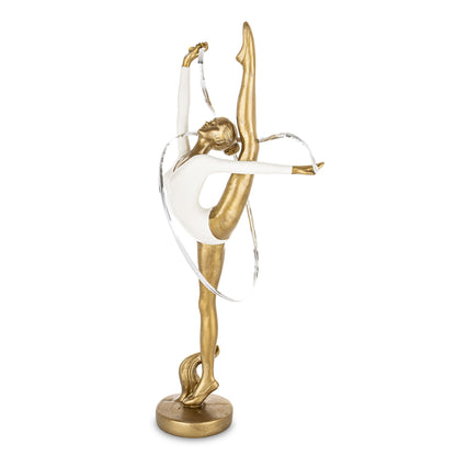 Figurină decorativă balerină inspirată din gimnastică ritmică, simbol al grației, disciplinei și eleganței. Este perfectă pentru decorul camerei, studioului sau ca dar special pentru iubitorii de dans și sport. Adaugă un aer artistic și rafinat oricărui spațiu.