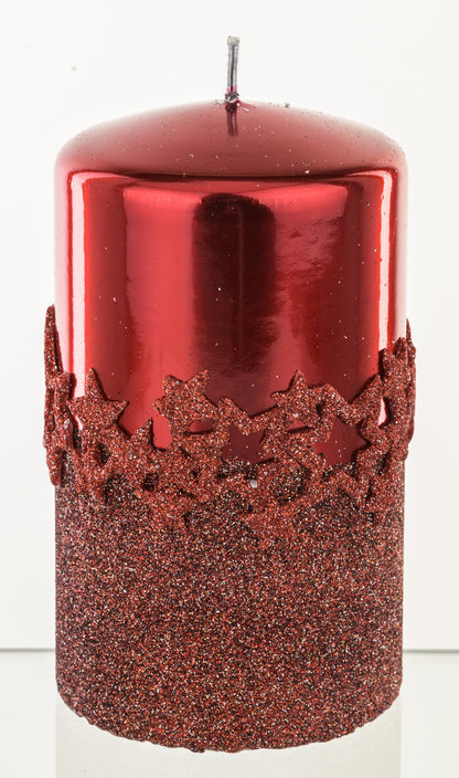 Alege Lumânare roșie cu steluțe și sclipici pentru un decor atent construit și un cadou inspirat. Potrivit pentru aniversări, casă nouă, cadouri pentru gazde.