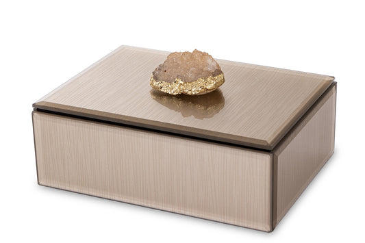 Cutie bijuterii sticlă cu piatră 8x16x12 cm, suport pentru bijuterii elegante, ornament decorativ pentru casă sau birou, cadou pentru ocazii speciale, piesă practică și estetică