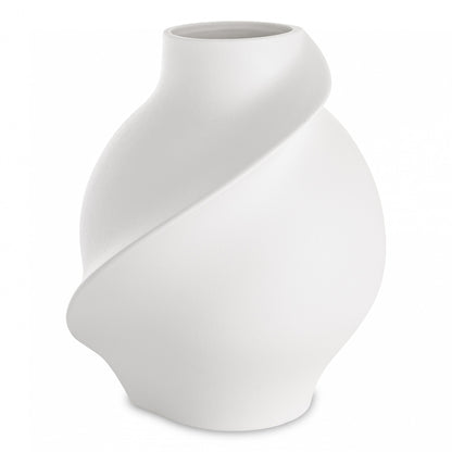 Vază din porțelan alb cu design minimalist modern, ideală pentru interioare luminoase, curate și elegante. Este perfectă pentru flori naturale sau artificiale și se potrivește în orice tip de decor contemporan. Adaugă un aer sofisticat și rafinat în casă.
