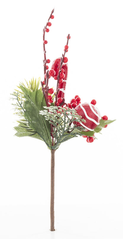 Decorațiune artificială de Crăciun, durabilă și elegantă, potrivită pentru brad sau aranjamente. Comandă online pe Menthaflowers.ro.