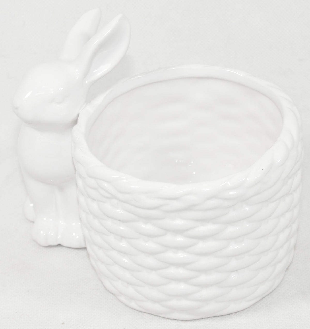 Ghiveci suport iepure ceramică alb decorativ, ideal Paște, primăvară, cadou casă nouă și decor casă vesel și luminos.