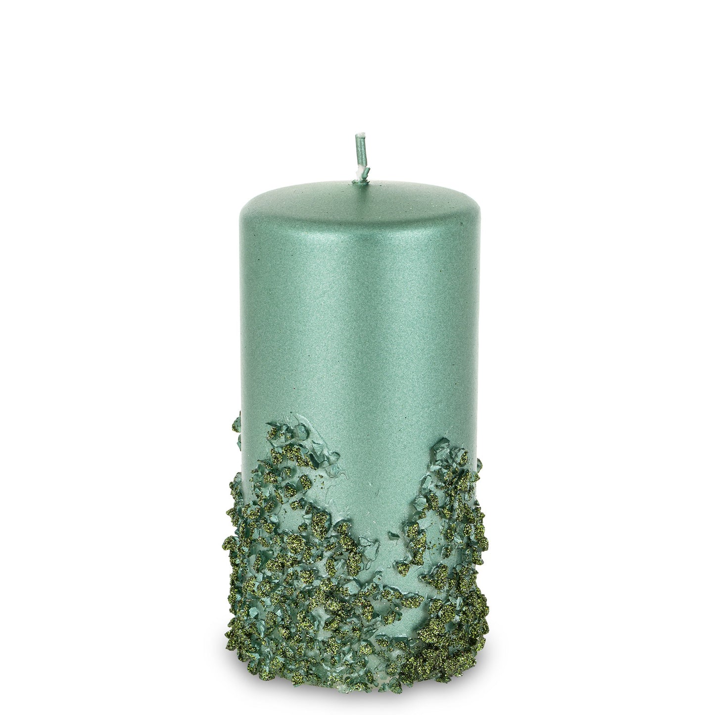 Lumânare cristale verde mare, un accesoriu elegant pentru atmosfera sărbătorilor. Dimensiuni 17,5x7x7 cm.