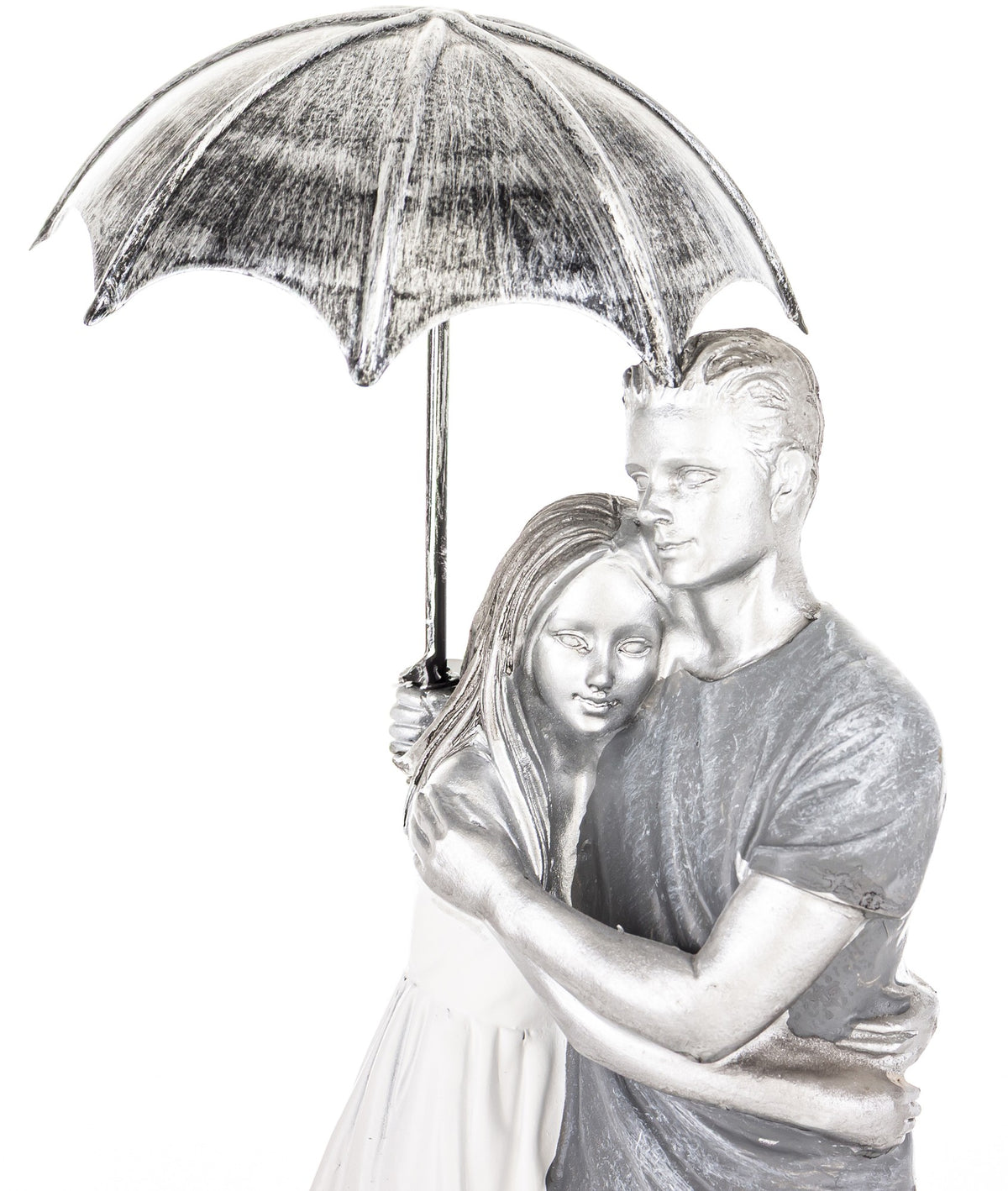 Figurină cuplu sub umbrelă decor romantic, ideală cadou iubire, aniversare și decor casă elegant emoțional.