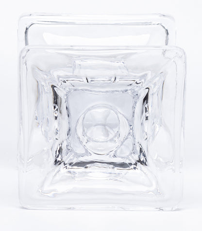 Sfeșnic de sticlă transparentă decorativ, ideal casă nouă, evenimente și decor elegant minimalist.