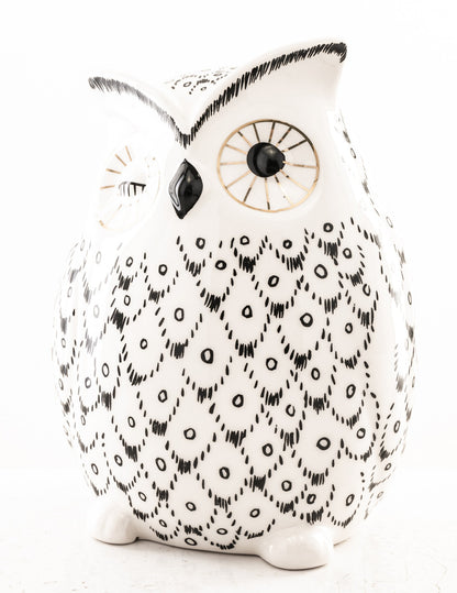 Figurină bufniță ceramică decorativă pentru raft, bibliotecă, birou sau living, obiect de decor potrivit și pentru un cadou original