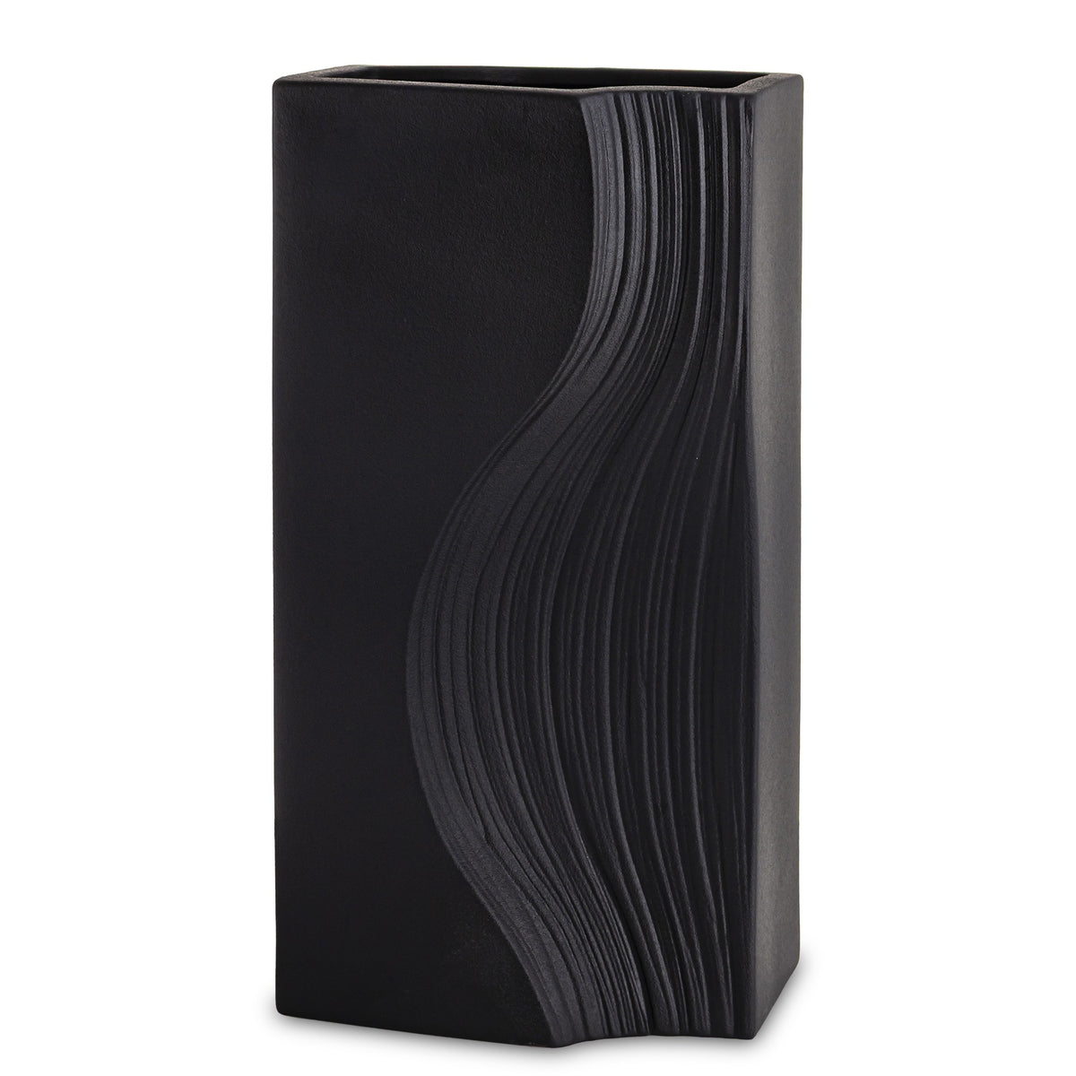 Vază din porțelan negru cu design minimalist modern, ideală pentru interioare sofisticate și elegante. Creează un contrast puternic și rafinat, fiind perfectă pentru flori simple sau aranjamente contemporane. Este o piesă statement pentru living, birou sau spații premium.