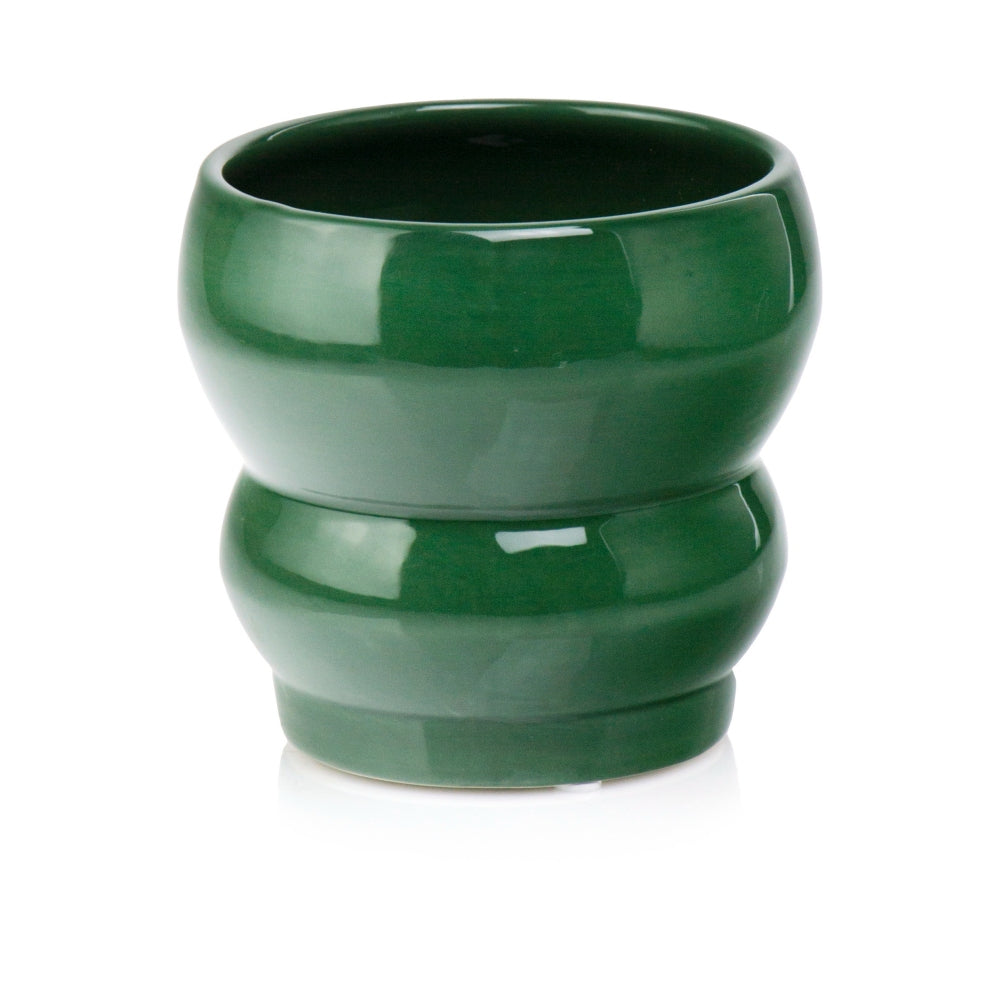 Ghiveci ceramică verde, ⌀ 20 x 14 cm, pentru plante și decor.