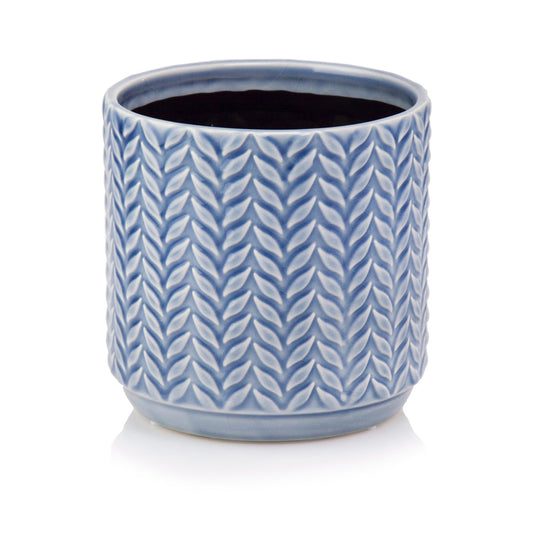 Ghiveci ceramică albastru 14 cm, suport decorativ colorat pentru plante.