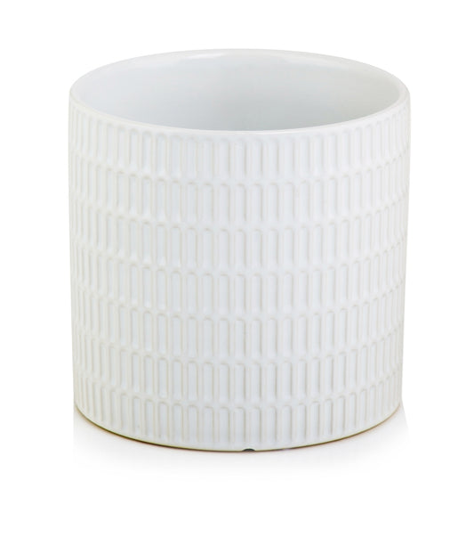Ghiveci alb ceramică 18 cm, suport decorativ elegant pentru plante de interior.