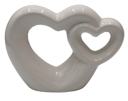 Decorațiune ceramică inimi albe 20,2x6,1x14,2 cm, decor minimalist și cadou elegant