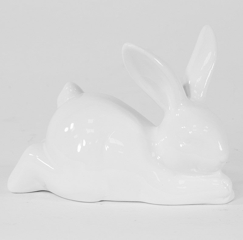 Iepuraș ceramic alb decor Paște elegant