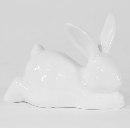 Iepuraș ceramic alb decor Paște elegant