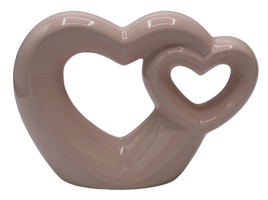 Decorațiune ceramică inimi roz 20,2x6,1x14,2 cm, decor delicat și cadou elegant